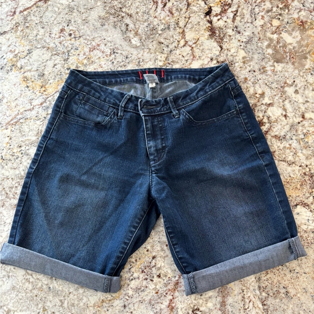 Elle Dark Blue Rolled Cuff Denim Shorts